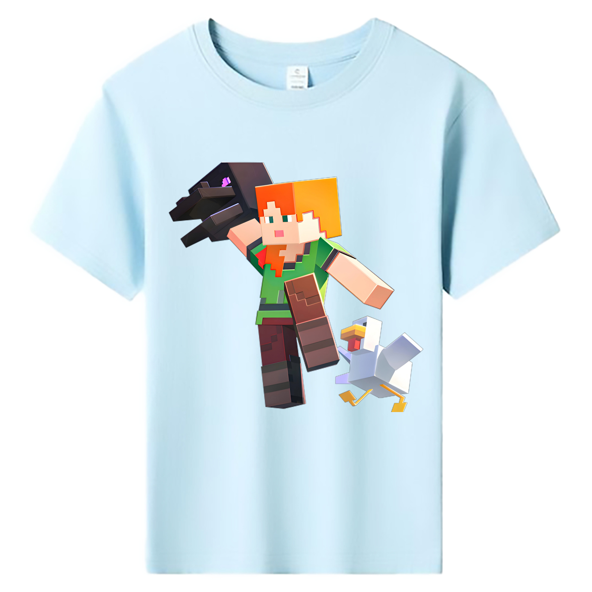 （画像用） マインクラフト ブロックの世界 Minecraft MC Block world 綿100％キッズTシャツ（フロントプリント）